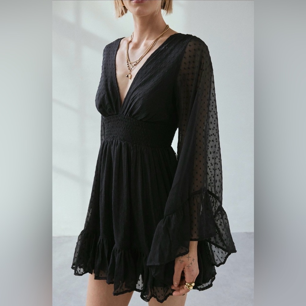 Urban Outfitters Kimchi Blue Abby Ruffle Bell Sleeve Mini Dress - Picture 2 of 8